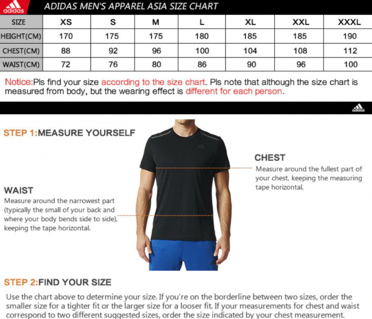 adidas shirt measurements